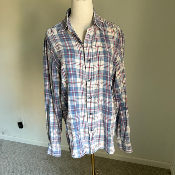 FAHERTY BRAND Tops - FAHERTY BRAND Plaid Button Up Shirt Flannel Women's Medium Blue Red White